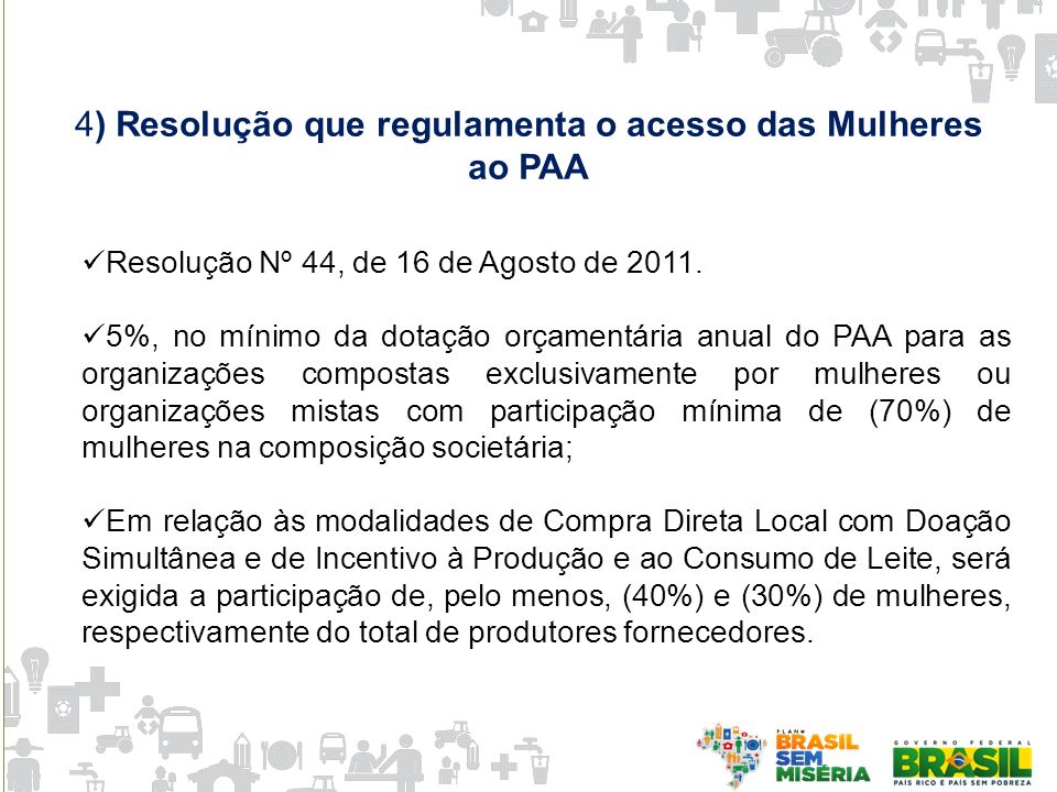 4) Resolução que regulamenta o acesso das Mulheres ao PAA