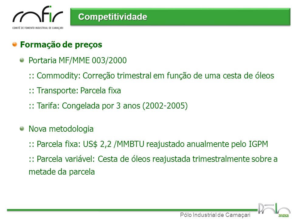 Competitividade Formação de preços Portaria MF/MME 003/2000