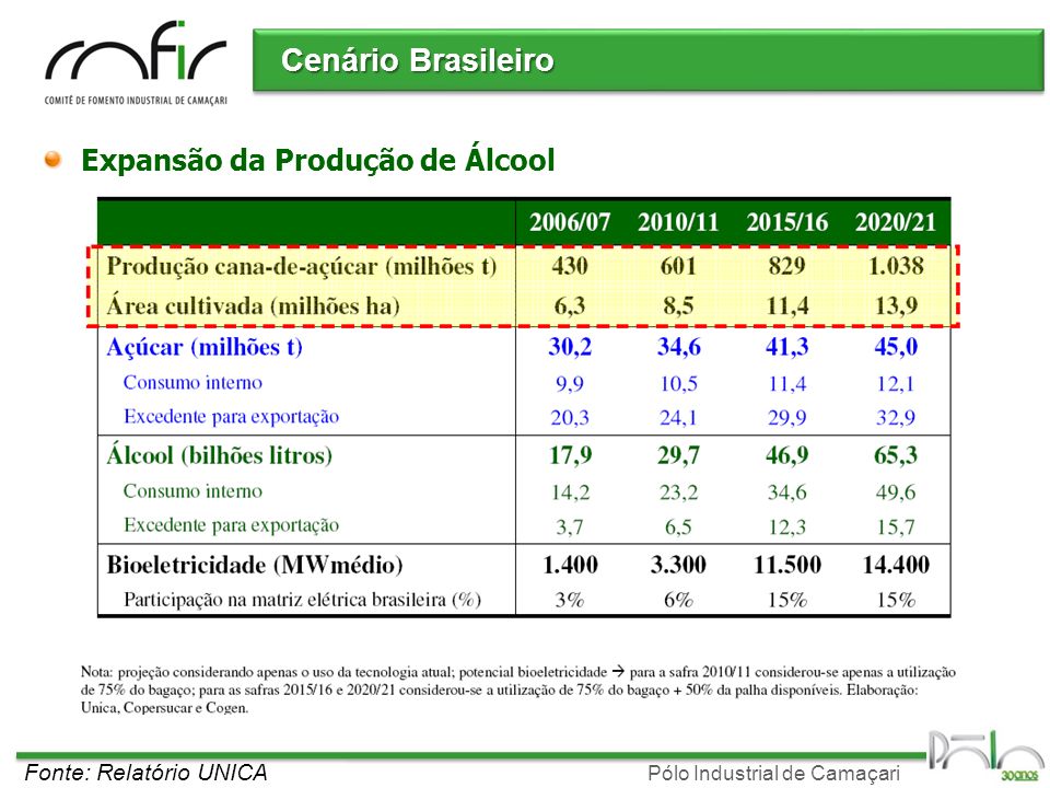Cenário Brasileiro Expansão da Produção de Álcool