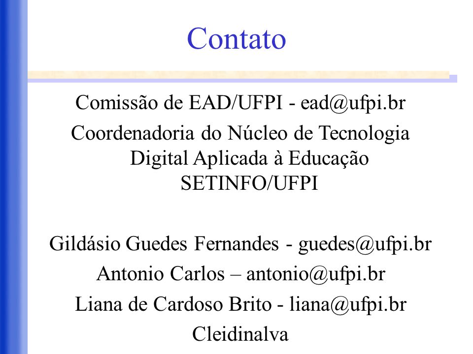 Contato Comissão de EAD/UFPI -
