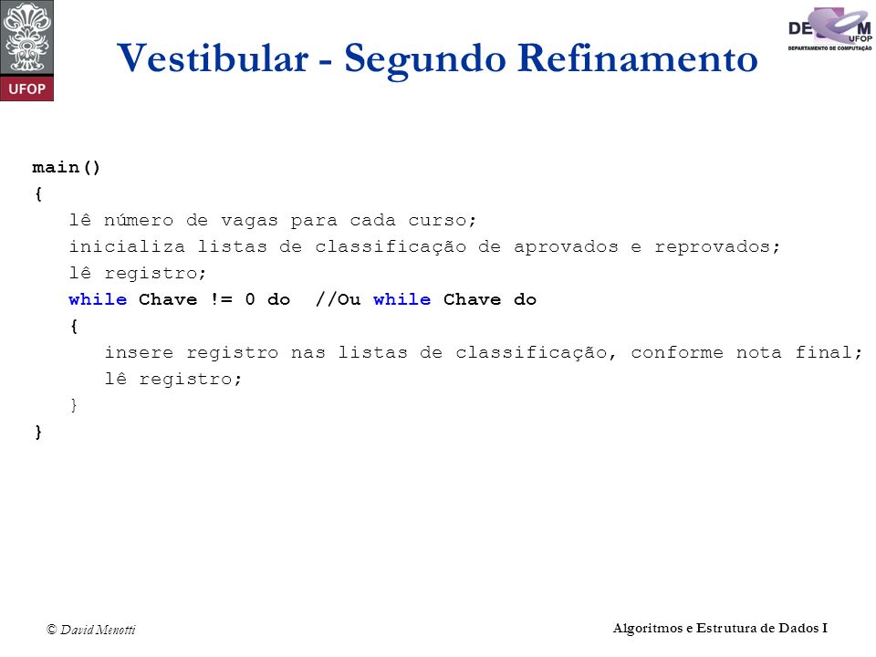 Vestibular - Segundo Refinamento