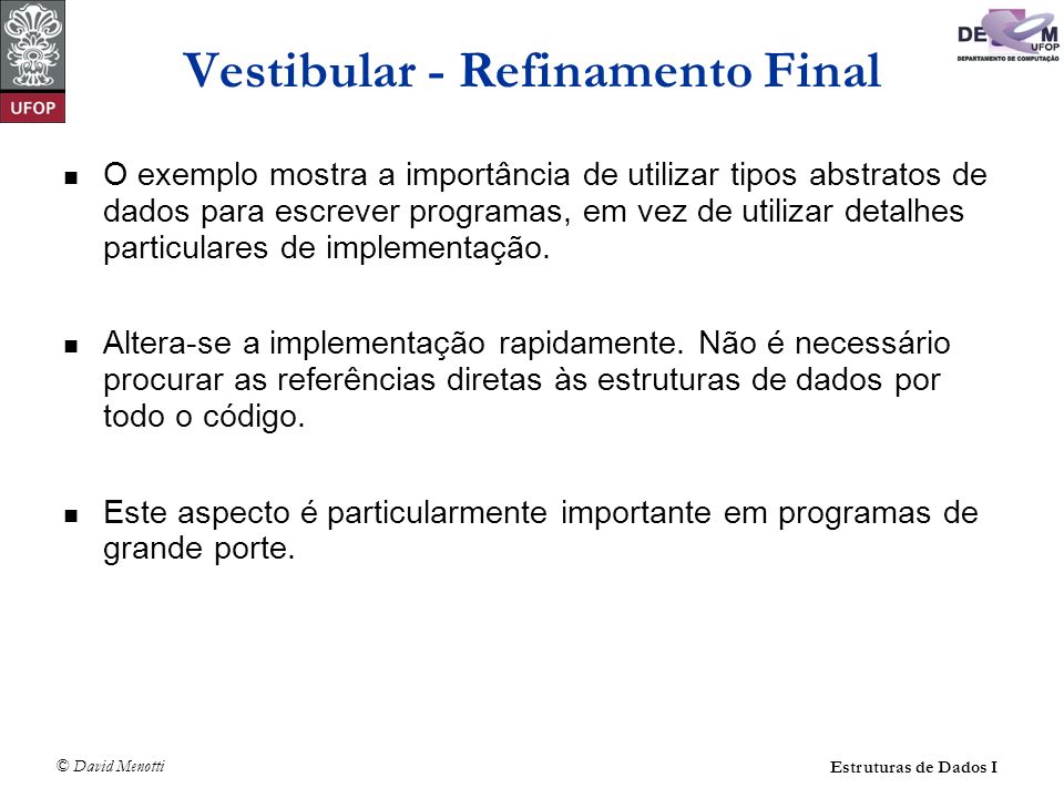 Vestibular - Refinamento Final