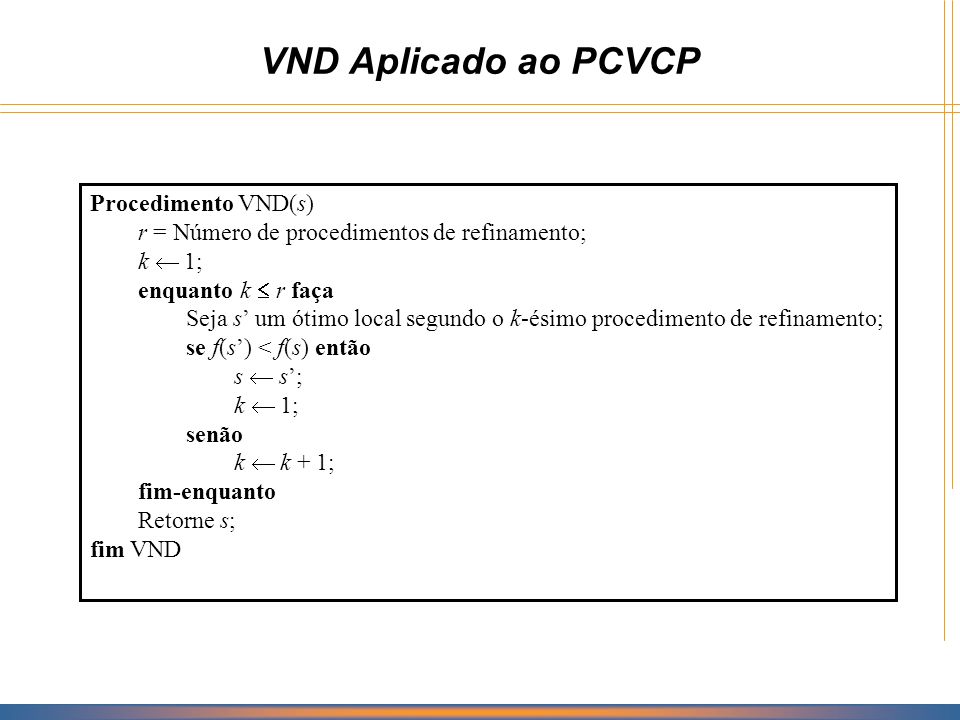 VND Aplicado ao PCVCP Procedimento VND(s)