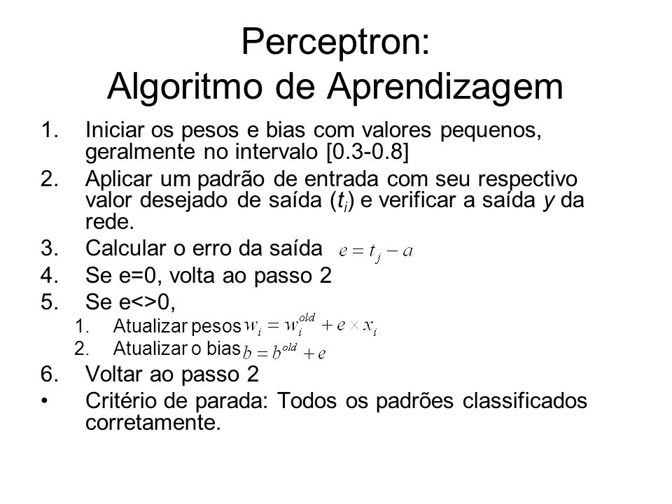 Perceptron: Algoritmo de Aprendizagem