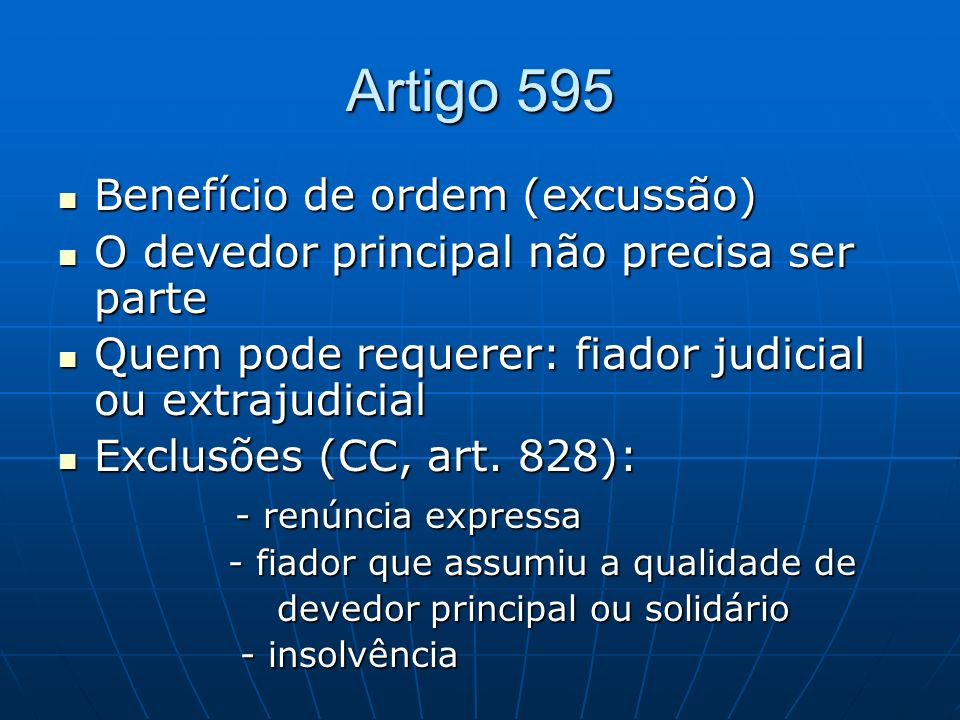 Artigo 595 Benefício de ordem (excussão)