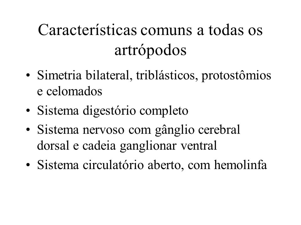 Características comuns a todas os artrópodos