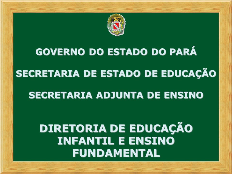 GOVERNO DO ESTADO DO PARÁ SECRETARIA DE ESTADO DE EDUCAÇÃO SECRETARIA ADJUNTA DE ENSINO DIRETORIA DE EDUCAÇÃO INFANTIL E ENSINO FUNDAMENTAL