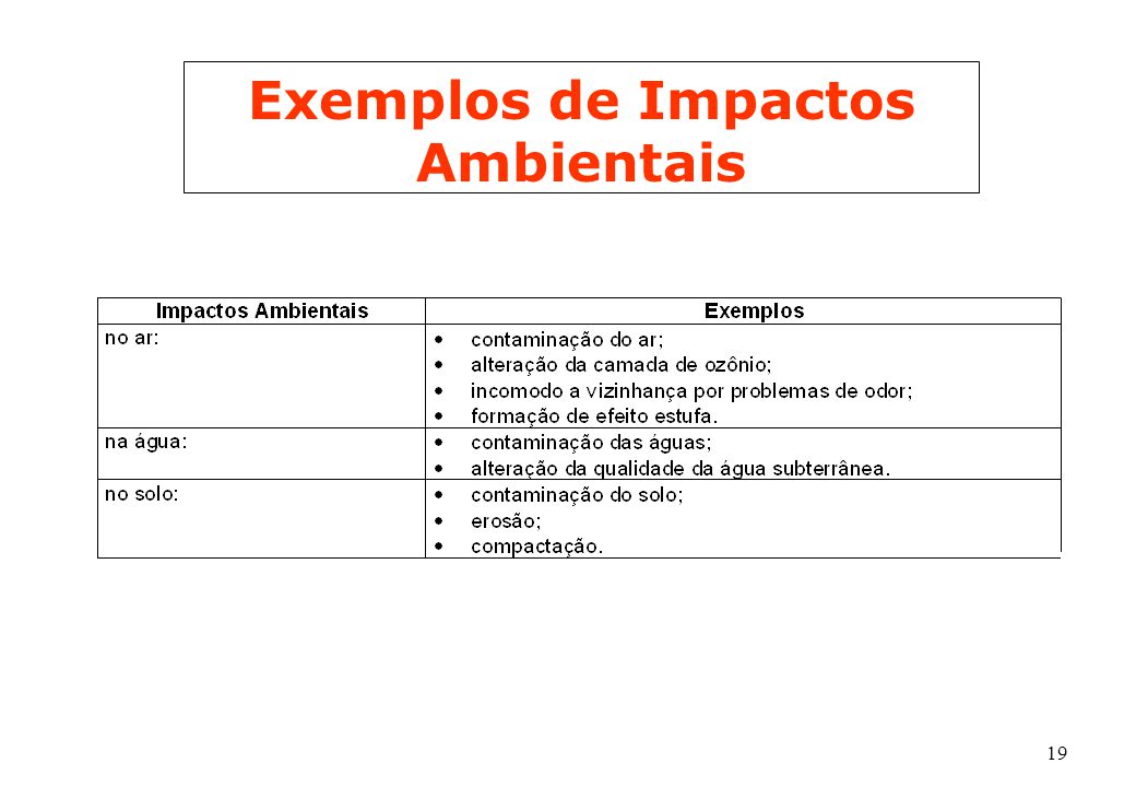 Exemplos de Impactos Ambientais