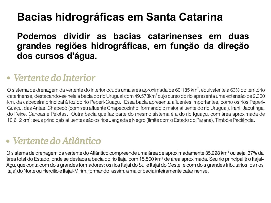Bacias hidrográficas em Santa Catarina