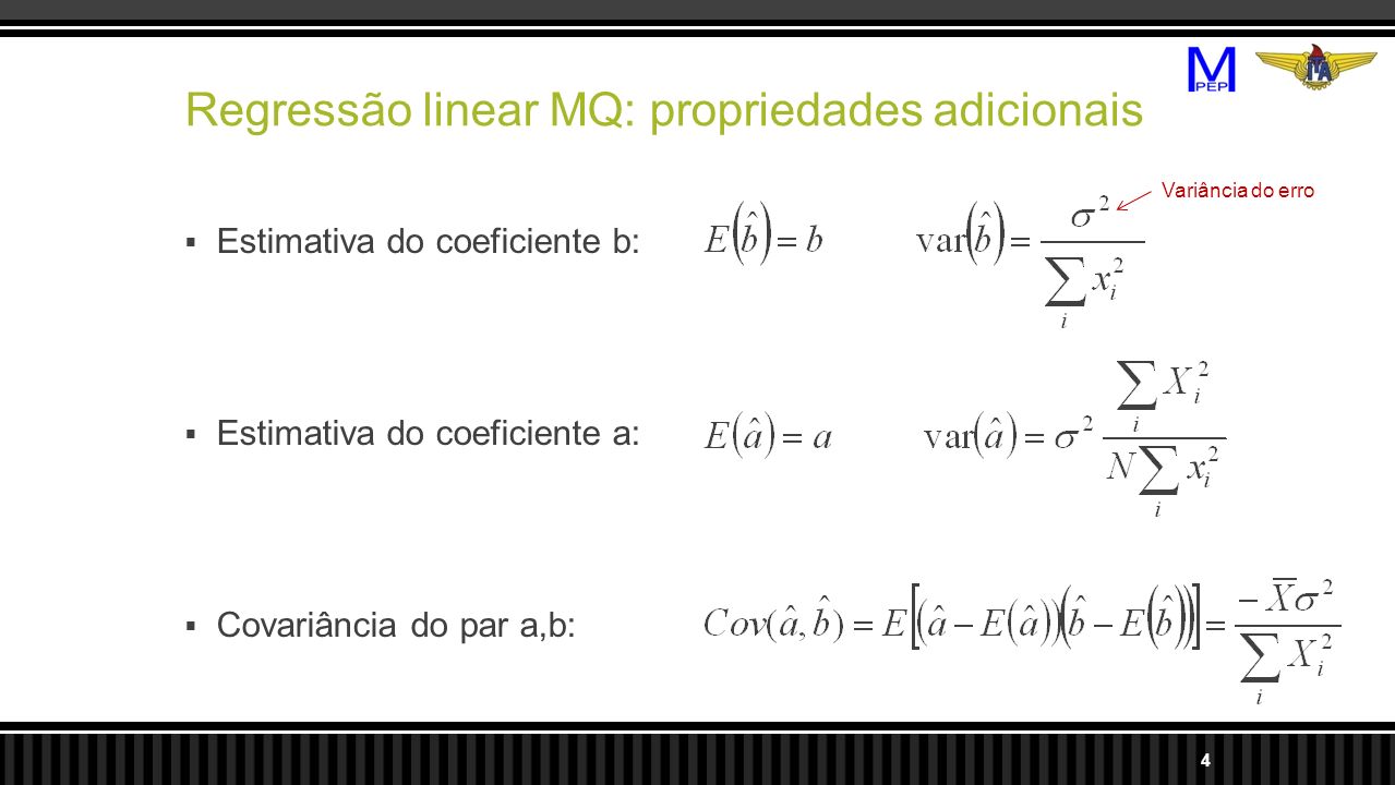 Regressão linear MQ: propriedades adicionais