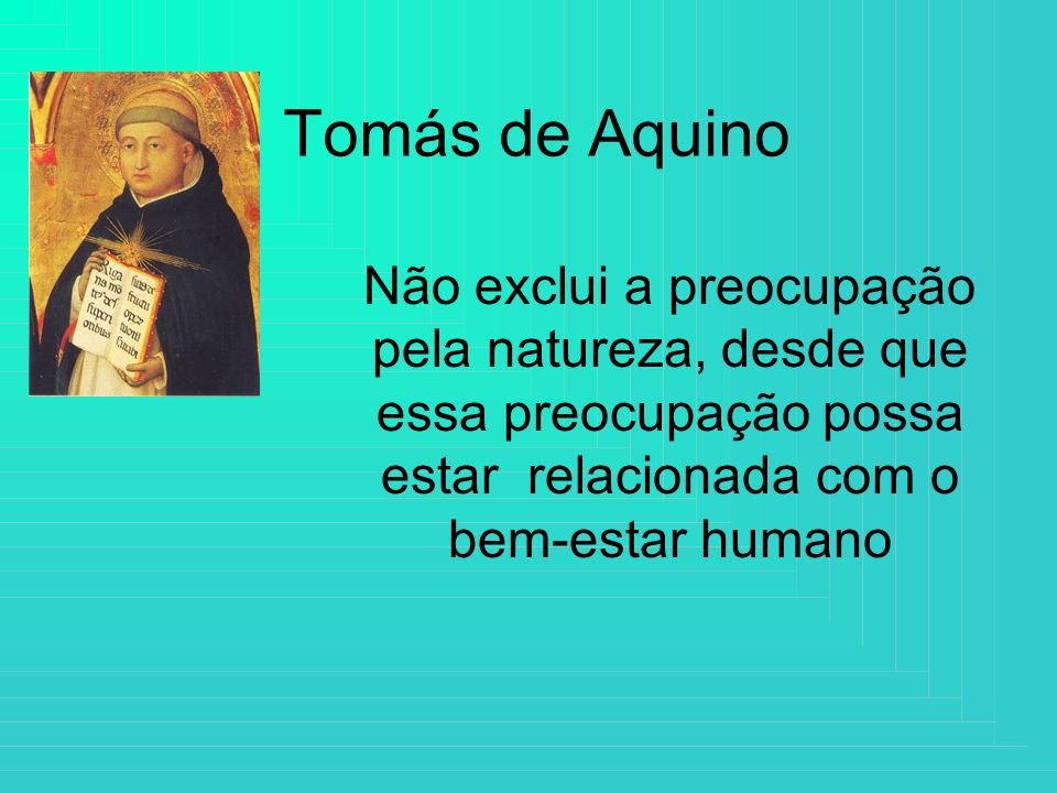 Tomás de Aquino Não exclui a preocupação pela natureza, desde que essa preocupação possa estar relacionada com o bem-estar humano.