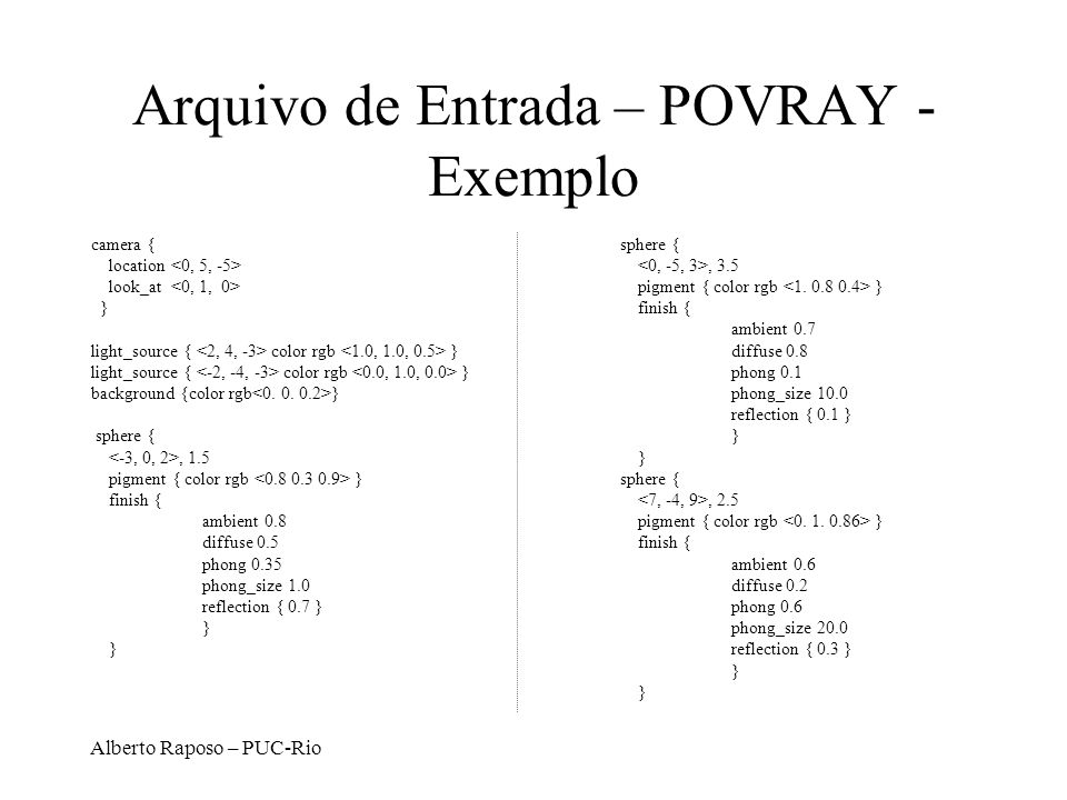 Arquivo de Entrada – POVRAY - Exemplo