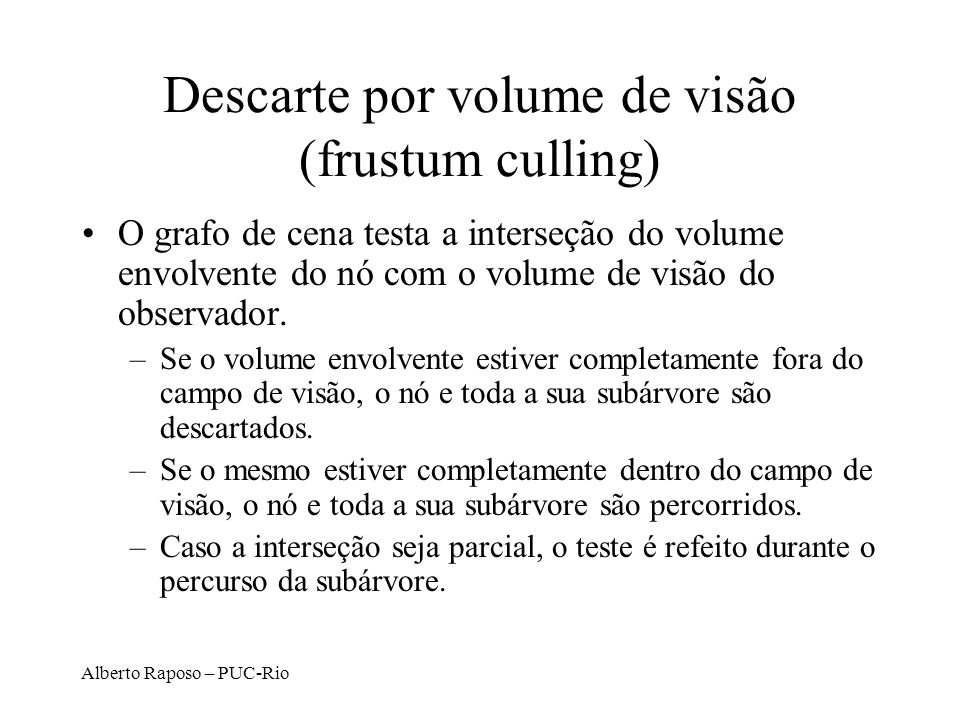 Descarte por volume de visão (frustum culling)