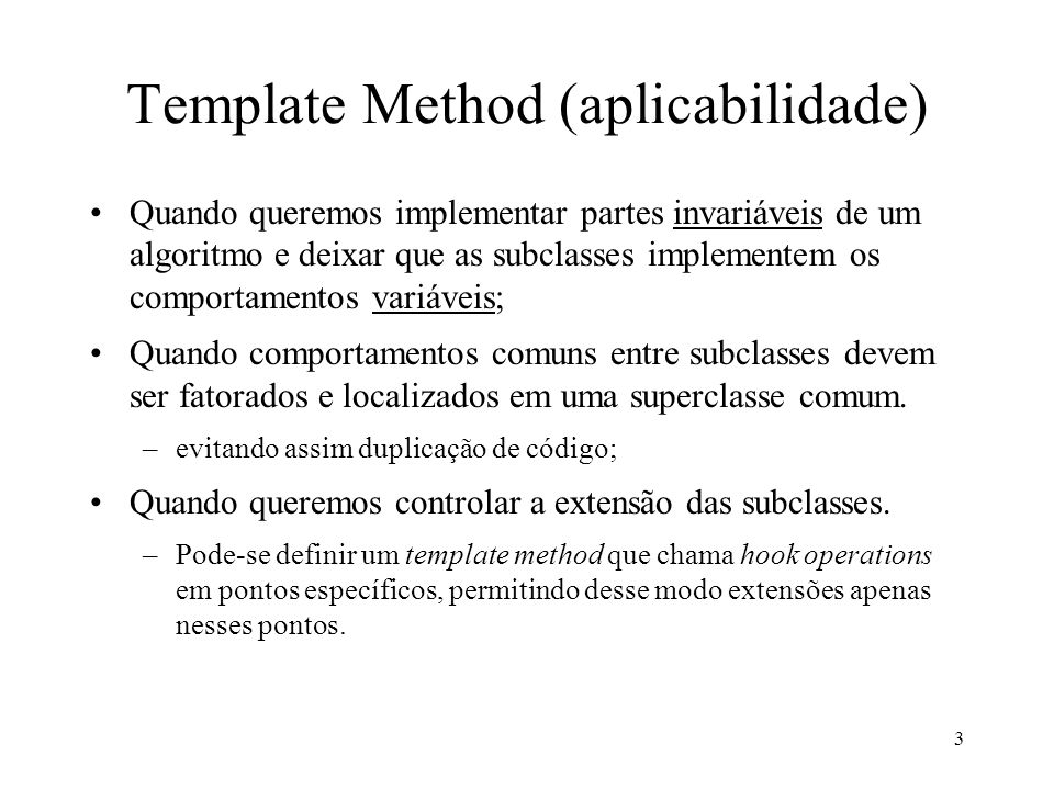 Template Method (aplicabilidade)