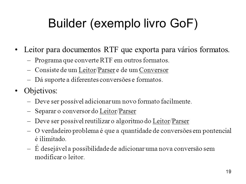 Builder (exemplo livro GoF)