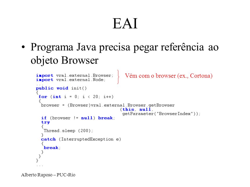 EAI Programa Java precisa pegar referência ao objeto Browser