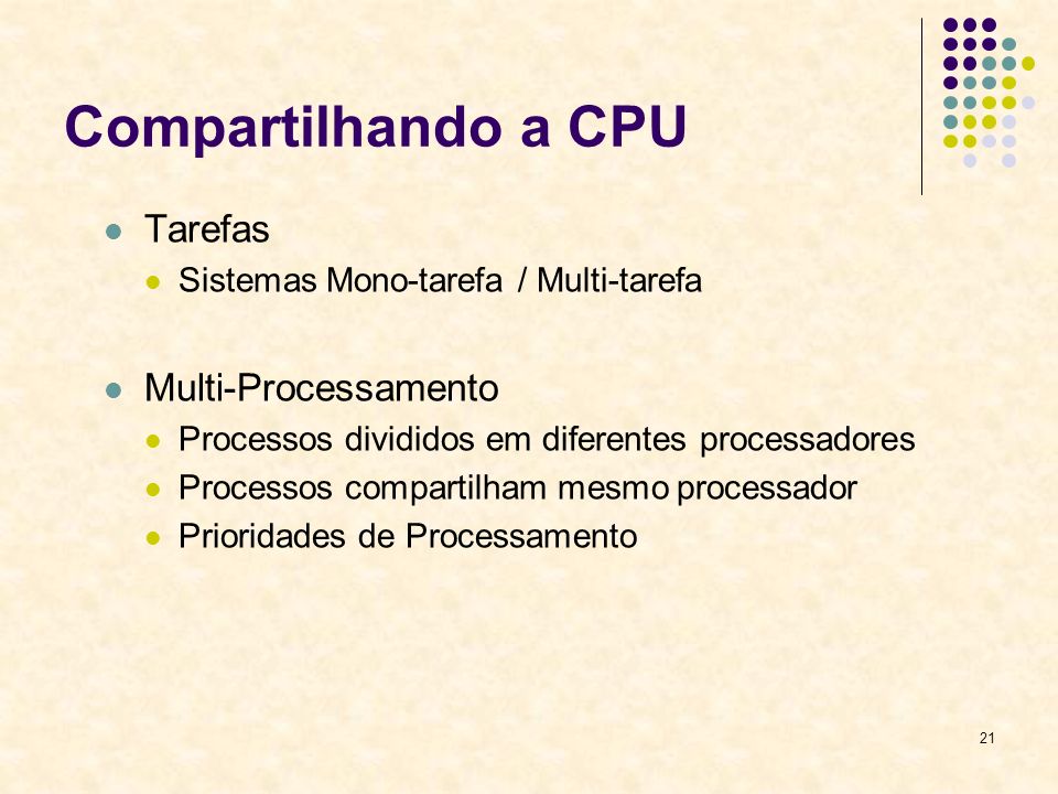 Compartilhando a CPU Tarefas Multi-Processamento
