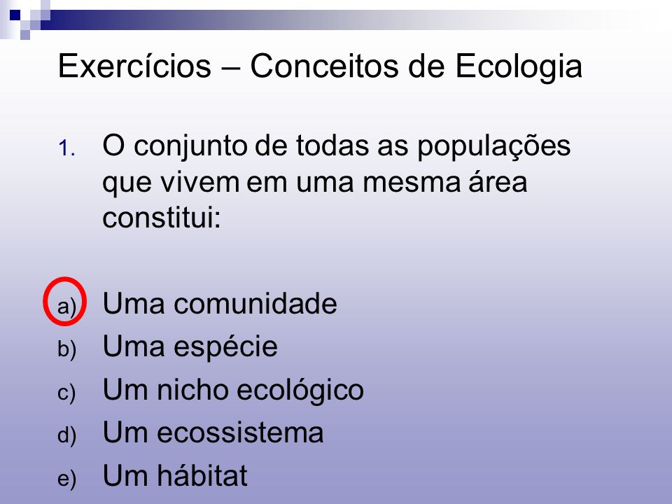 Exercícios – Conceitos de Ecologia