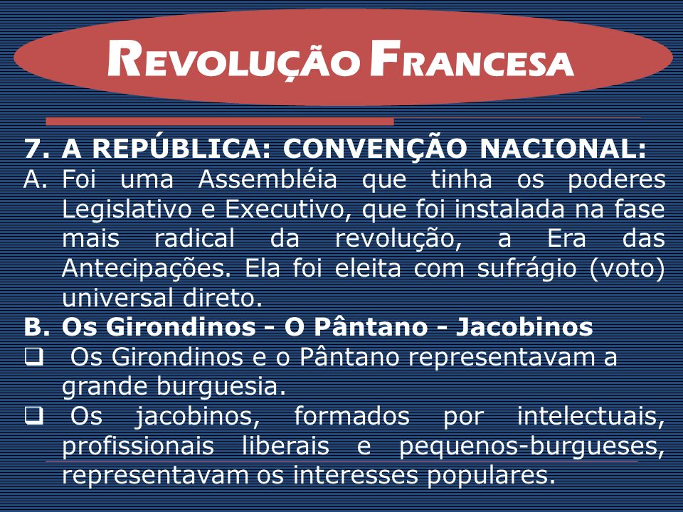 REVOLUÇÃO FRANCESA A REPÚBLICA: CONVENÇÃO NACIONAL: