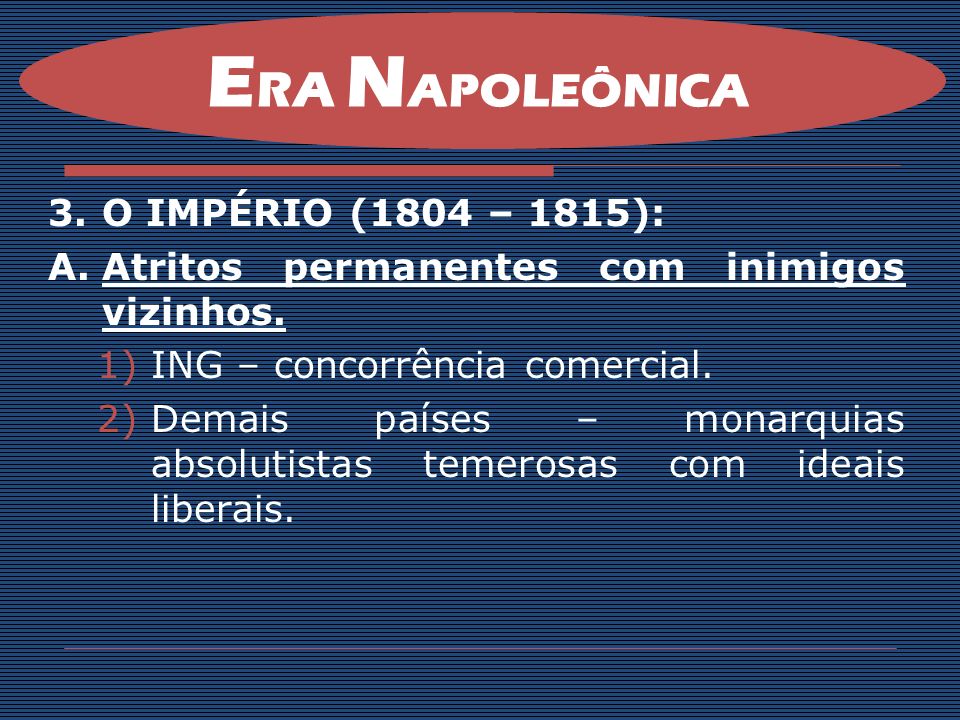 ERA NAPOLEÔNICA O IMPÉRIO (1804 – 1815):
