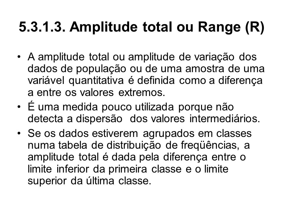 Amplitude total ou Range (R)