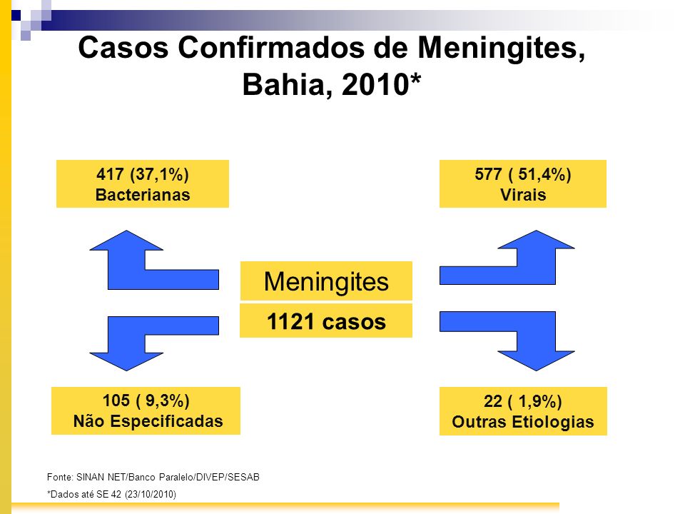 Casos Confirmados de Meningites, Bahia, 2010*