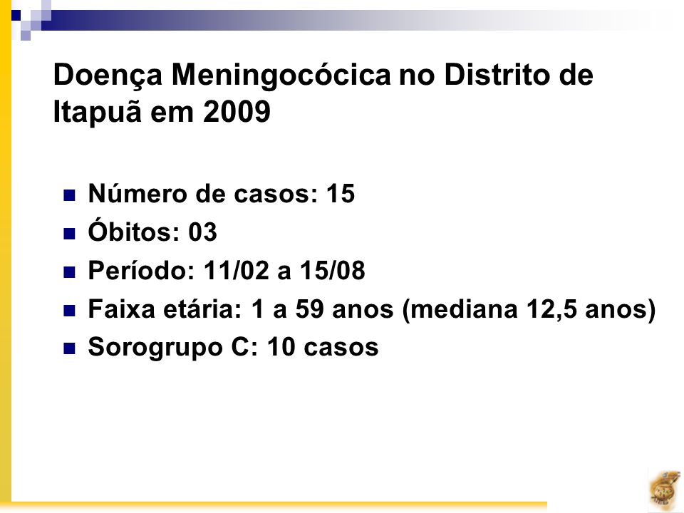 Doença Meningocócica no Distrito de Itapuã em 2009