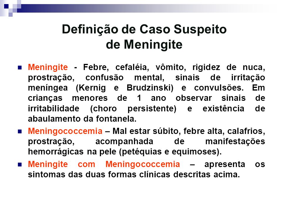 Definição de Caso Suspeito de Meningite