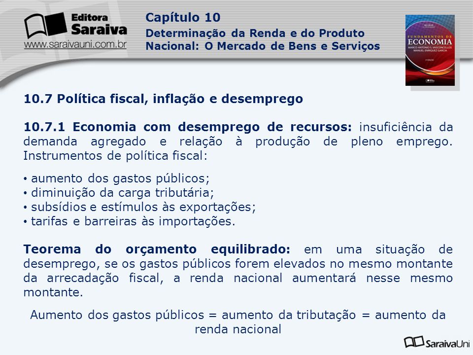 10.7 Política fiscal, inflação e desemprego