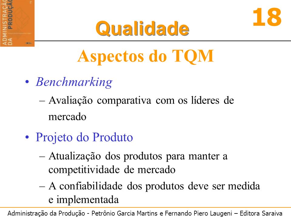 Aspectos do TQM Benchmarking Projeto do Produto