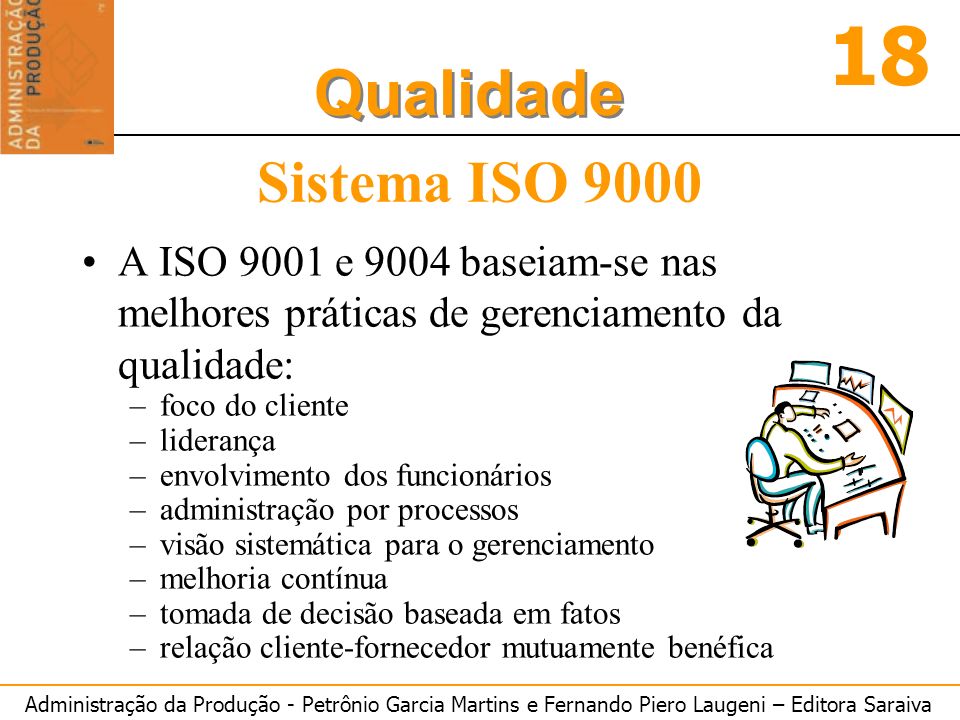 Sistema ISO 9000 A ISO 9001 e 9004 baseiam-se nas melhores práticas de gerenciamento da qualidade: foco do cliente.