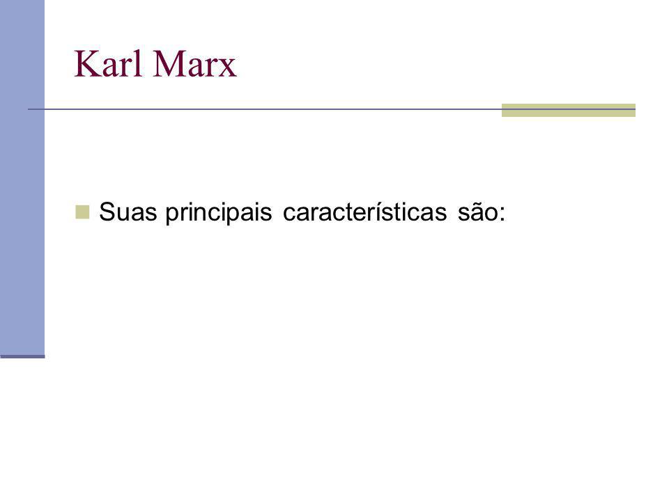 Karl Marx Suas principais características são: