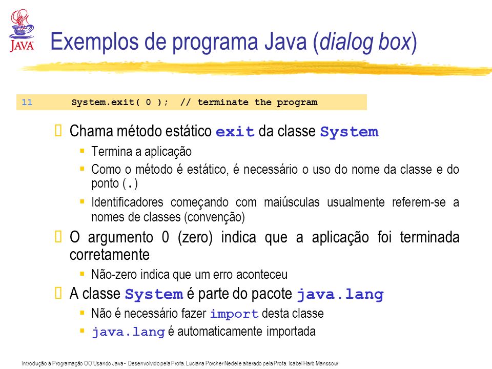 Exemplos de programa Java (dialog box)