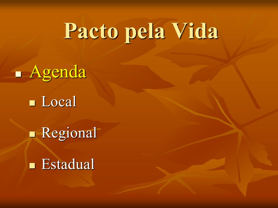 Pacto pela Vida Agenda Local Regional Estadual