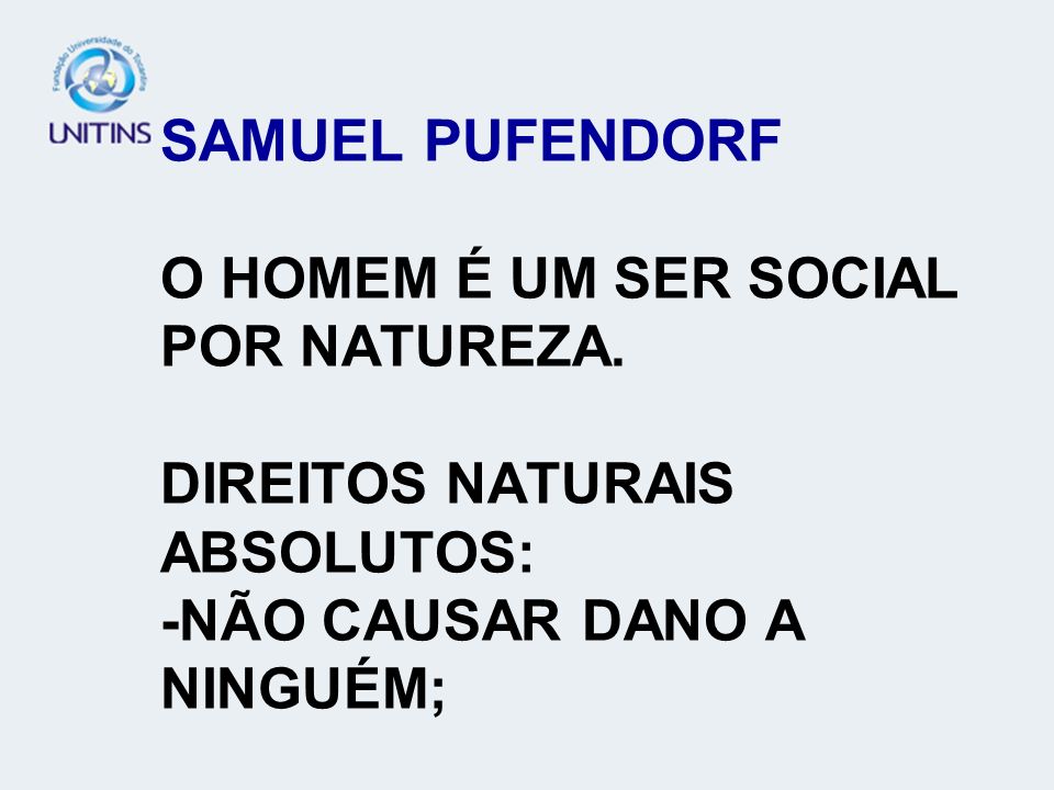SAMUEL PUFENDORF O HOMEM É UM SER SOCIAL POR NATUREZA