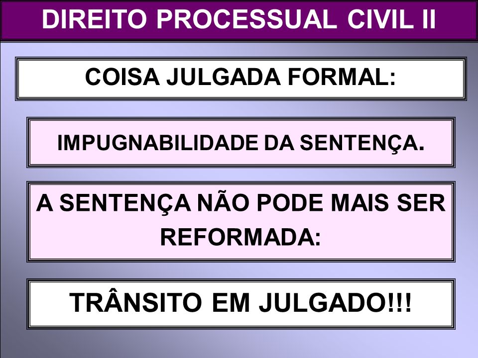 DIREITO PROCESSUAL CIVIL II TRÂNSITO EM JULGADO!!!