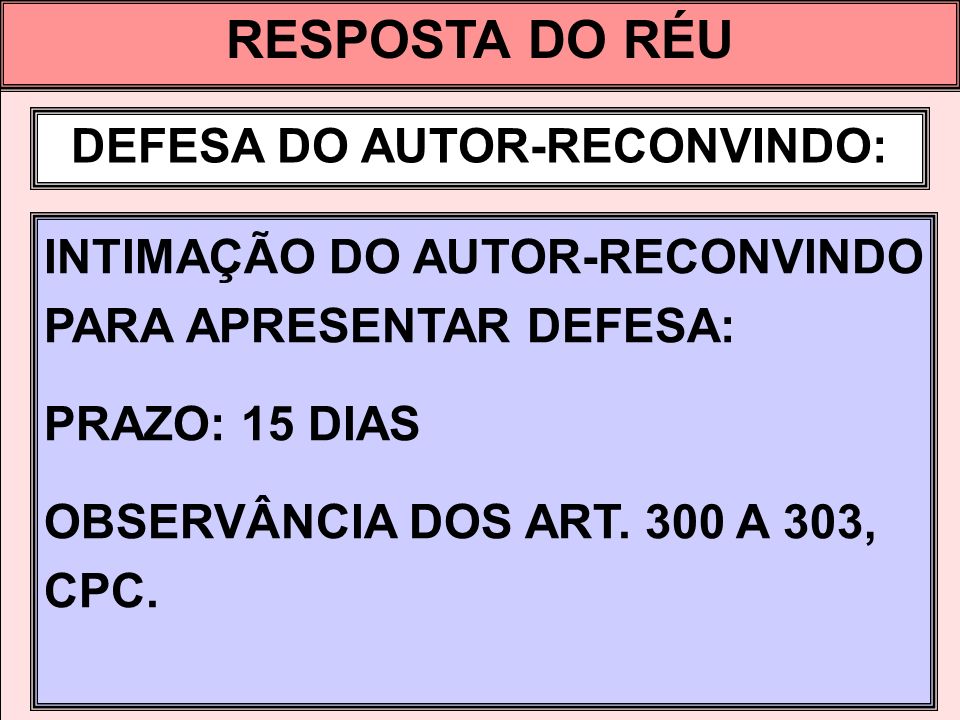 DEFESA DO AUTOR-RECONVINDO: