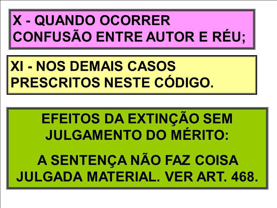 X - QUANDO OCORRER CONFUSÃO ENTRE AUTOR E RÉU;
