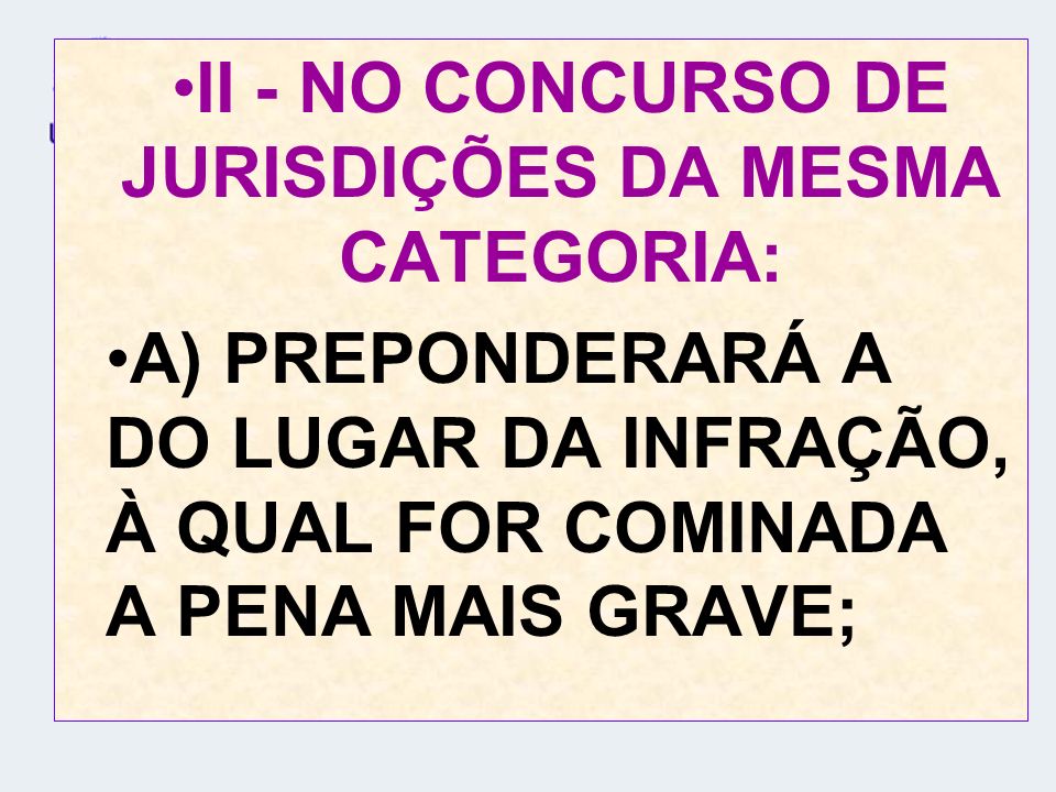 II - NO CONCURSO DE JURISDIÇÕES DA MESMA CATEGORIA: