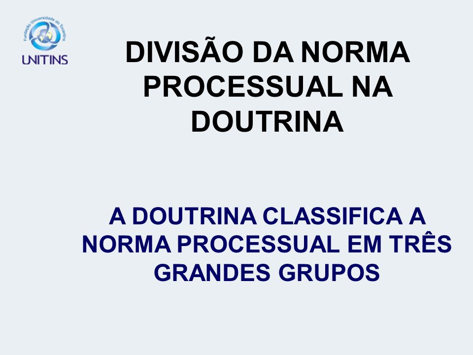 DIVISÃO DA NORMA PROCESSUAL NA DOUTRINA