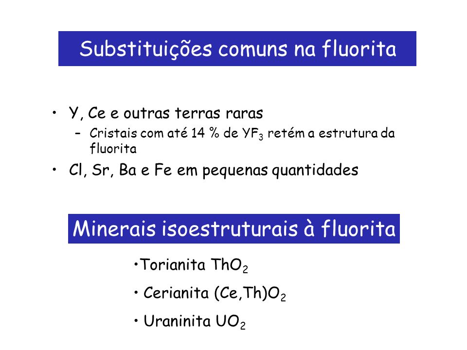 Substituições comuns na fluorita