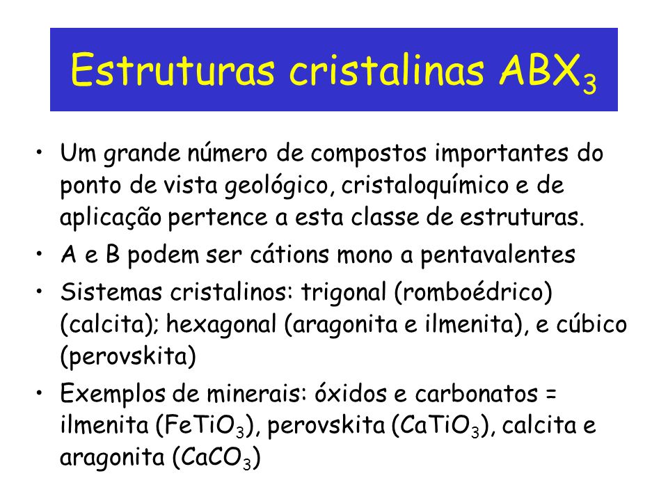 Estruturas cristalinas ABX3