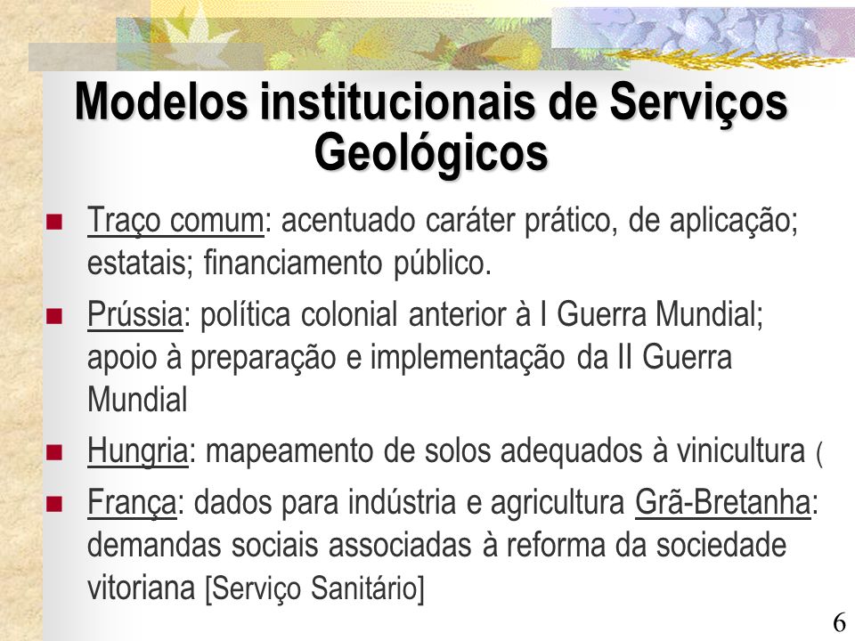 Modelos institucionais de Serviços Geológicos