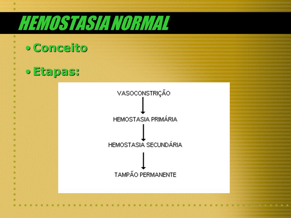 HEMOSTASIA NORMAL Conceito Etapas: