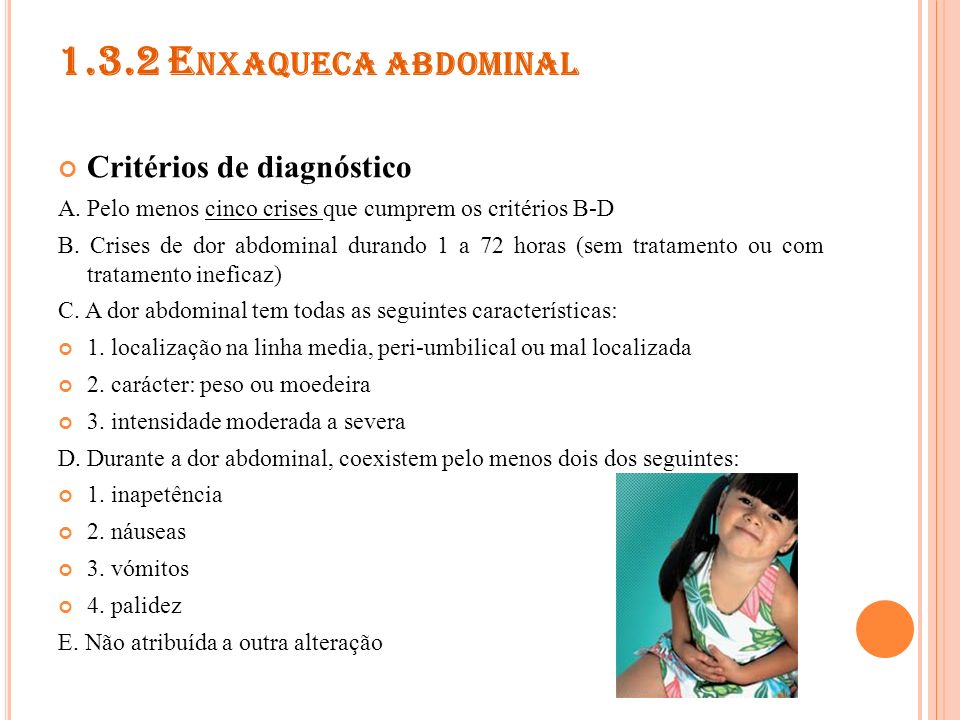 1.3.2 Enxaqueca abdominal Critérios de diagnóstico
