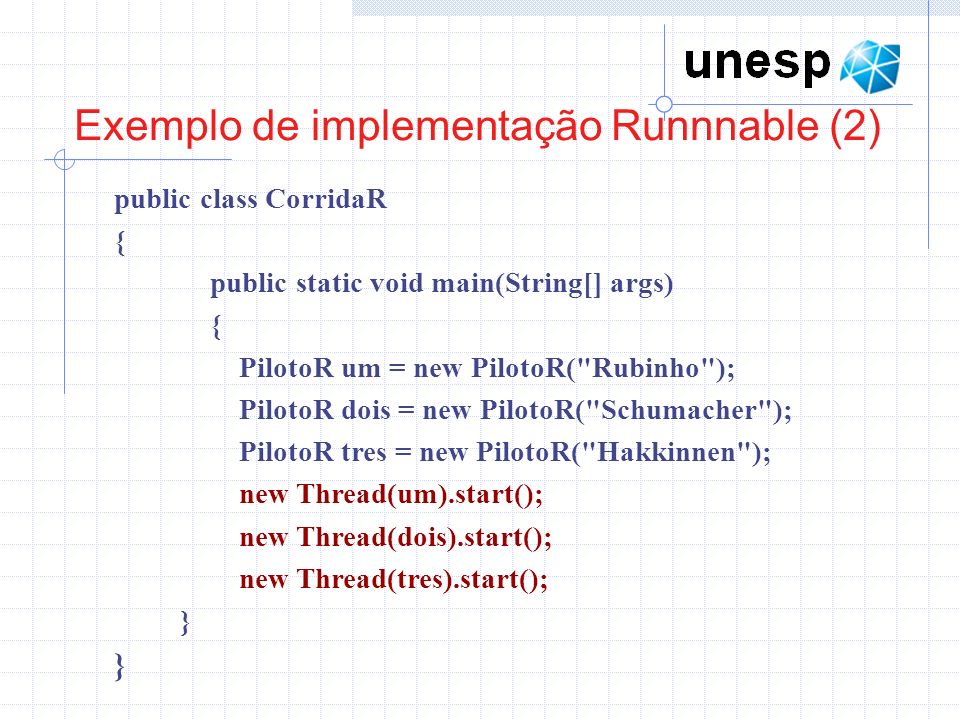 Exemplo de implementação Runnnable (2)