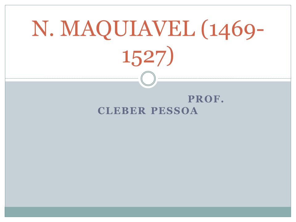 N. MAQUIAVEL ( ) Prof. Cleber Pessoa