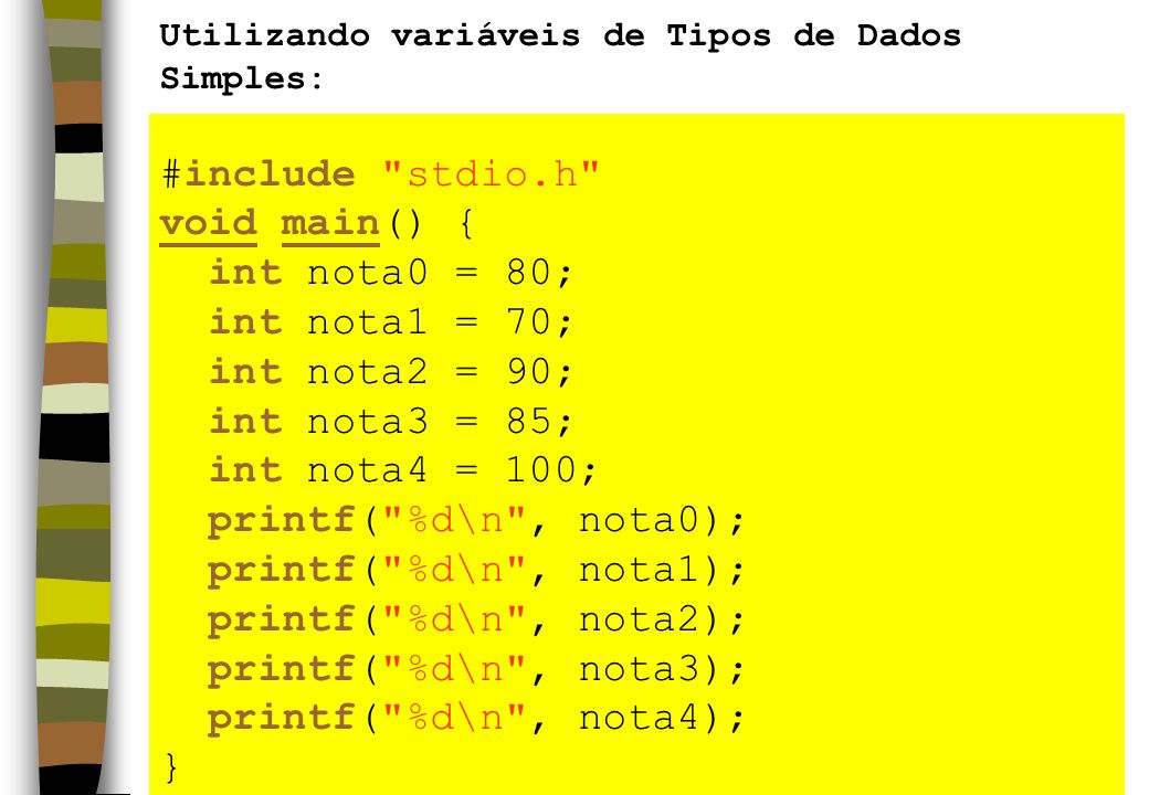 #include stdio.h void main() { int nota0 = 80; int nota1 = 70;