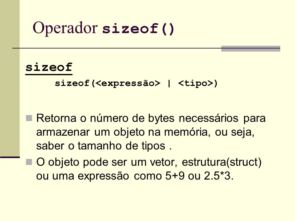 Operador sizeof() sizeof