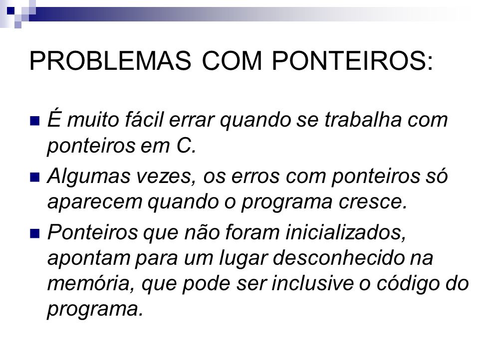 PROBLEMAS COM PONTEIROS: